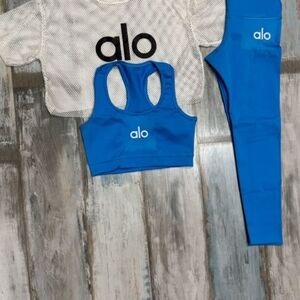 ALO Yoga Blue and White Athleisure Set